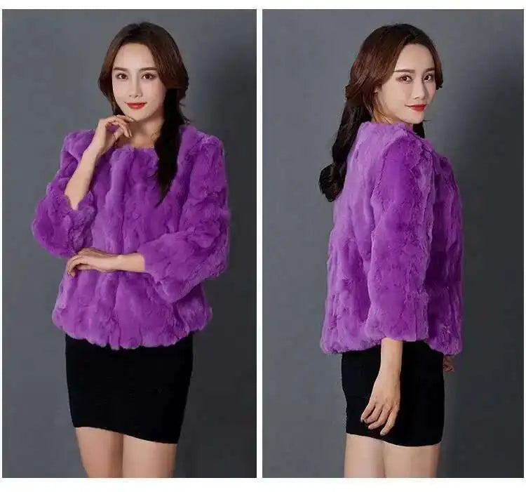 Real Rabbit Fur Coat Women Winter Jacket Short Loose Size Thick Warm Fluffy Coat - View 32