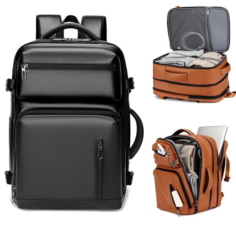 Commuting laptop backpack, expandable, premium orange, waterproof casual backpack, 15.6 inches, large capacity travel back...