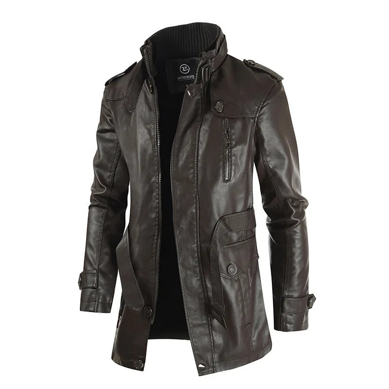 New High Quality Jacket Men's Street Windbreaker Coat Men Leather