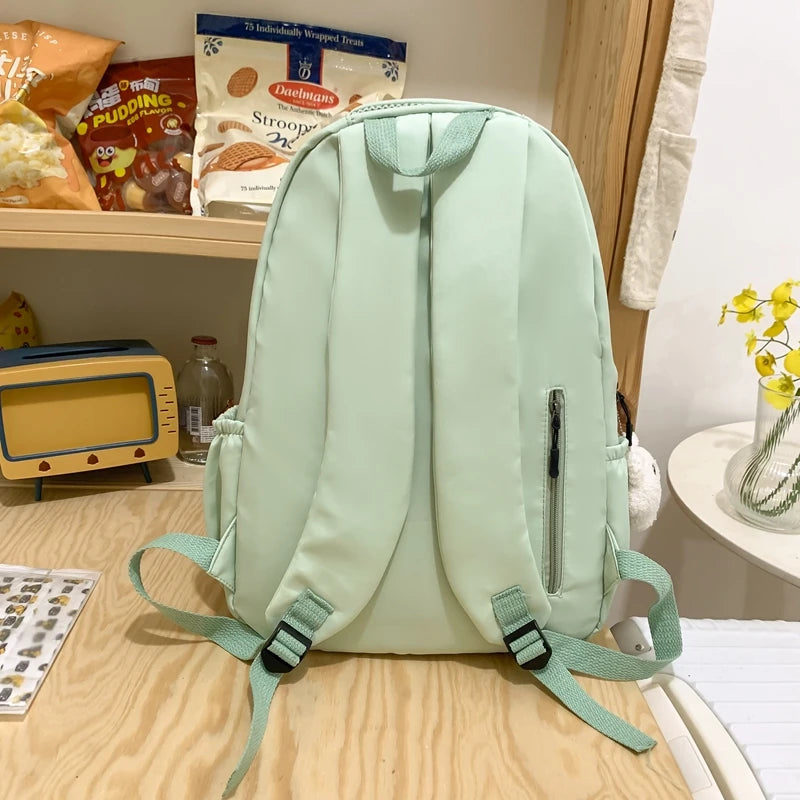 Large Capacity Solid Color Backpack for High School Students, Simple Black Trave - View 5