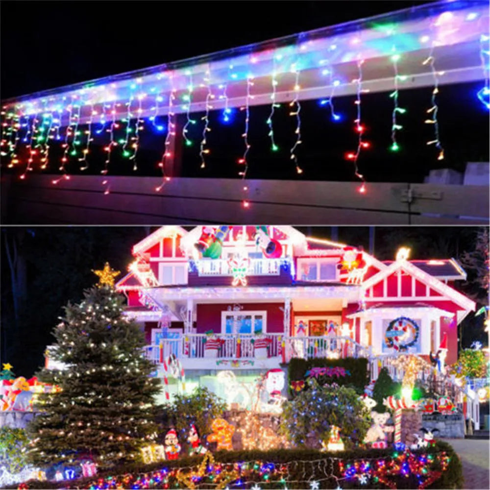 Christmas Lights Waterfall Outdoor Decoration 5M Droop 0.4-0.6m Led Li - Usage View