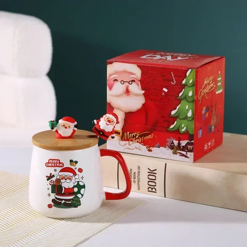 Christmas Tree Mug Box Ceramic Mug Christmas Gift Ceramic Mug with Lid - Feature Highlight