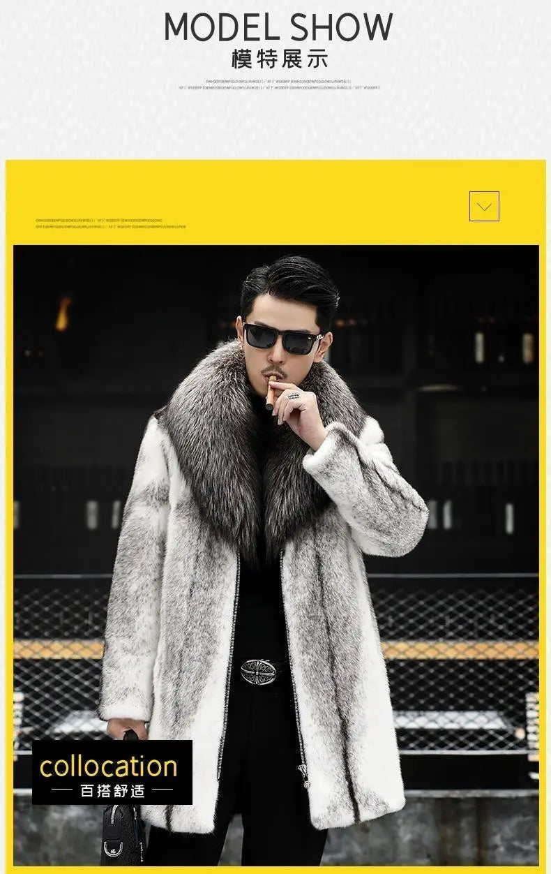 -10 degrees Celsius cold resistant and warm mink fur coat for men's wi - Lifestyle View