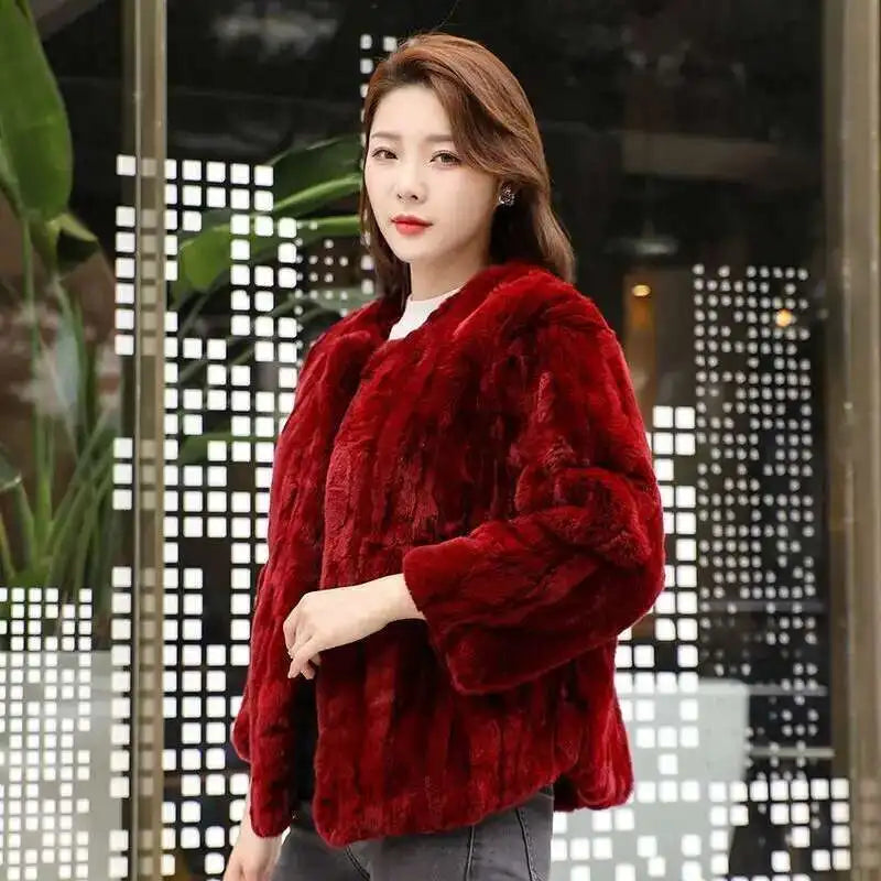 Real Rabbit Fur Coat Women Winter Jacket Short Loose Size Thick Warm Fluffy Coat - View 36