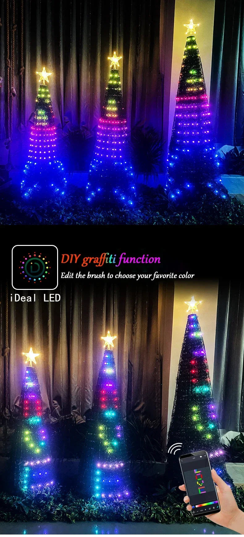 Smart Christmas Tree Lights App DIY Text Pictures Music Rhythm LED RGB String Li - View 14