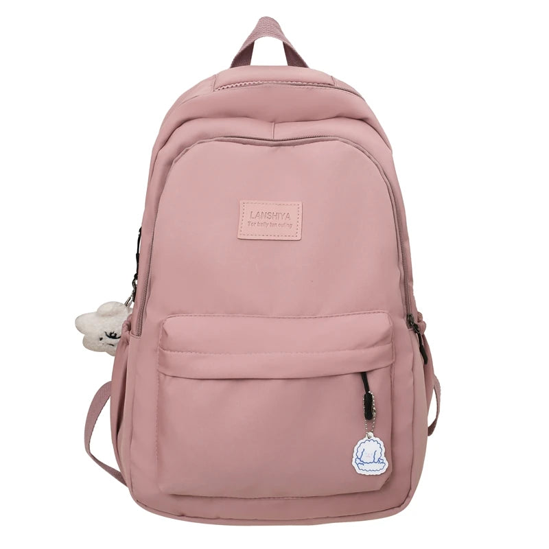 Large Capacity Solid Color Backpack for High School Students, Simple Black Trave - View 11