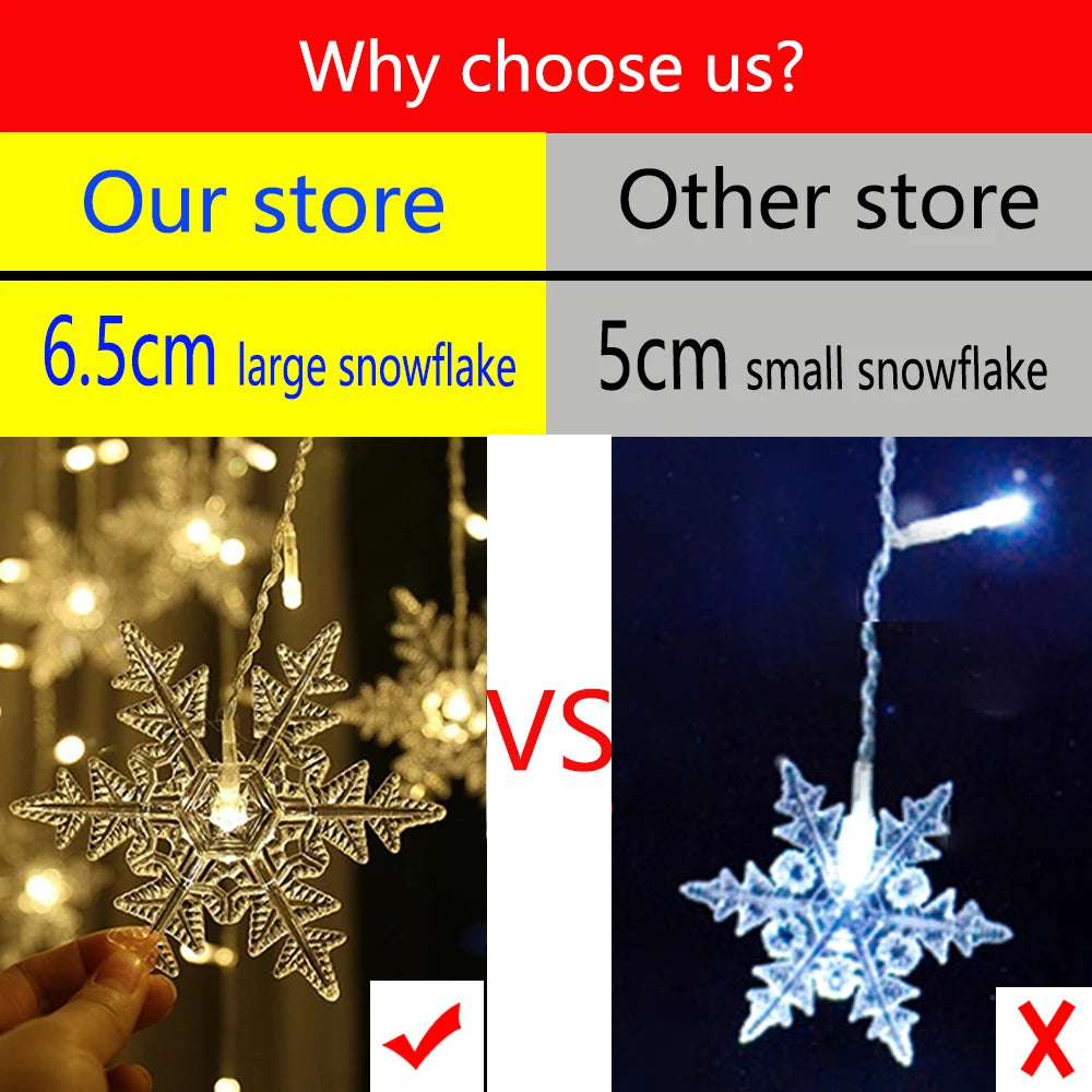 Christmas Light 3.5m Led Snowflake Garland Curtain String Fairy Lights - Scale View