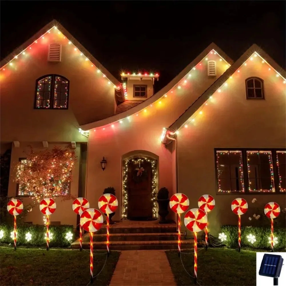 Solar-powered Christmas tree candy ground lights, holiday lawn scene decorations - View 6