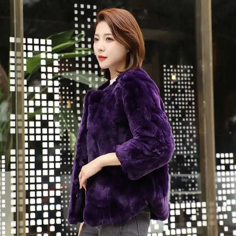 Real Rabbit Fur Coat Women Winter Jacket Short Loose Size Thick Warm Fluffy Coat - View 39