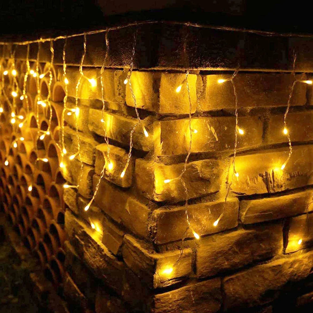 Christmas Waterfall Led Curtain Icicle Light 5M Eaves Decors Outdoor Fairy String Lights Wedding Party Patio Decor Garden ...