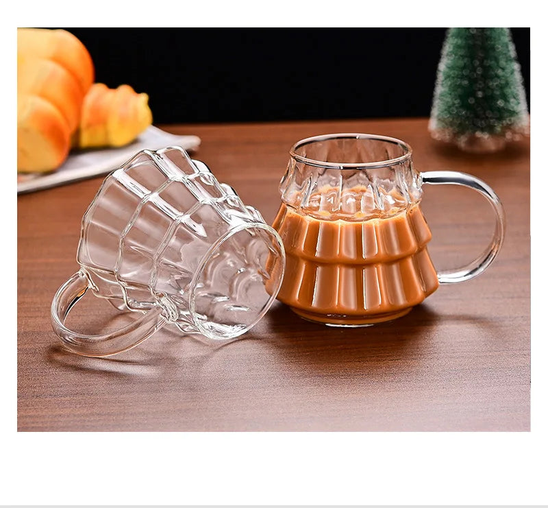 Christmas Tree Glass Coffee Mug with Straw and Lid Heat Resistant Wish - Feature Highlight