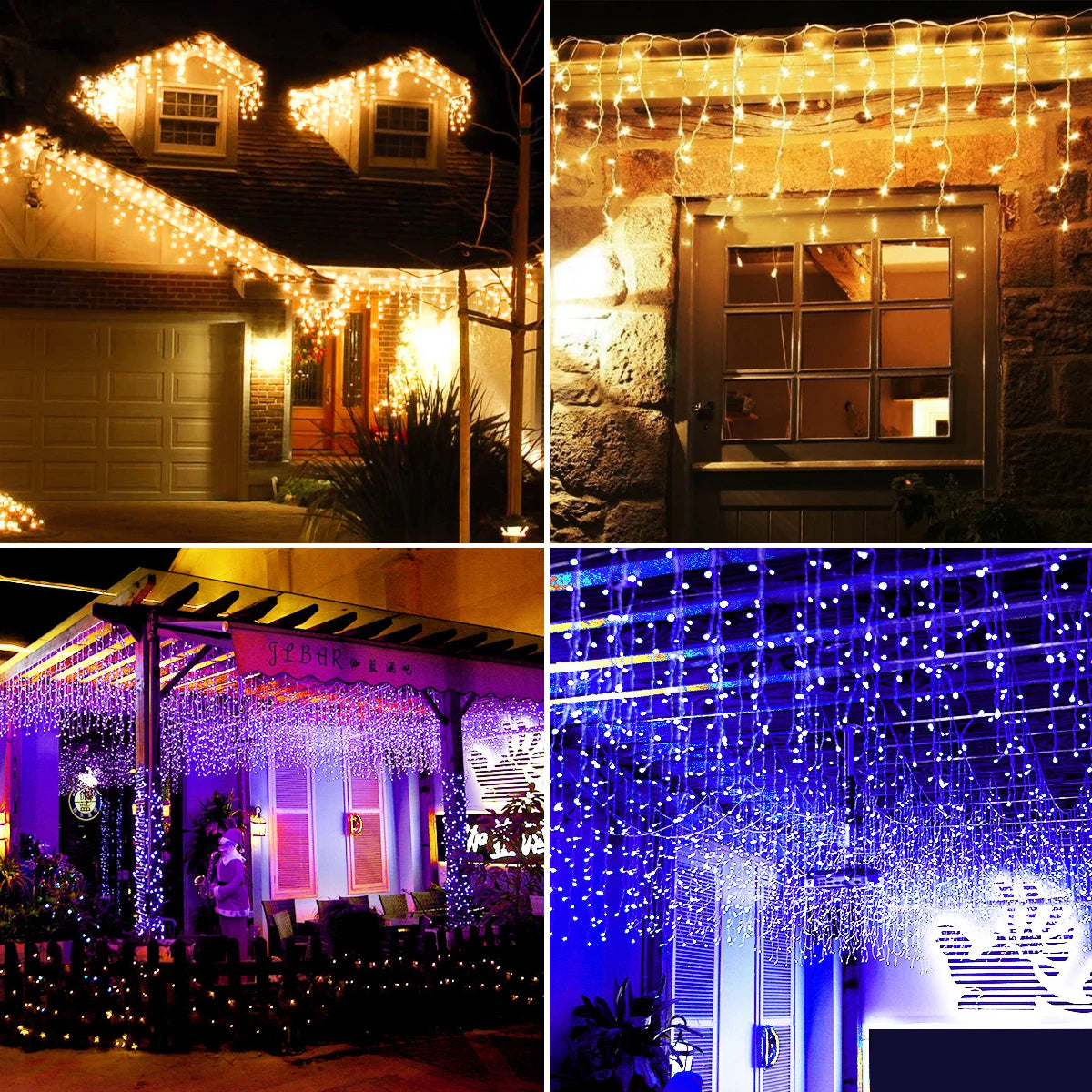 Christmas Garland LED Curtain Icicle Lights Festoon LED Light Droop Wa - Close-up View
