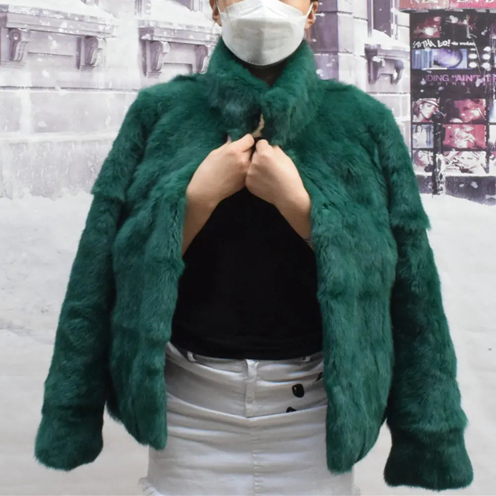 Fancy Rani Natural Rabbit Fur Coat Women Winter Jacket Real Leather And Fur Wome - View 12