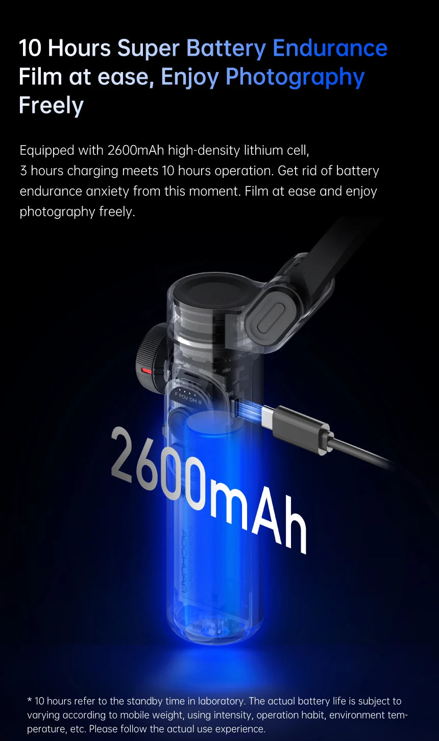 AOCHUAN 3-Axis Handheld Gimbal Stabilizer for Smartphone with Fill Lig - View 22