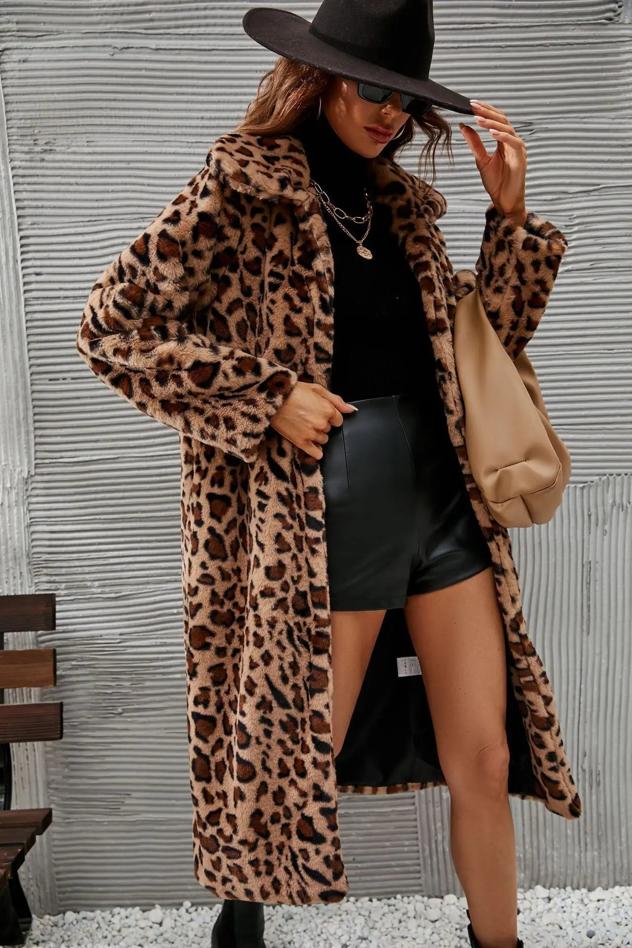 American European New Women’s Leopard Casual Trendy Turn-down Collar L - Texture Detail