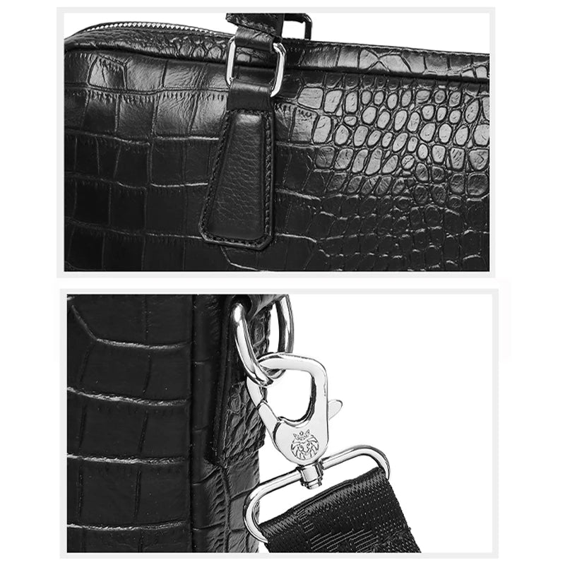 SCHLATUM Genuine Leather Crocodile Grain Briefcases Hard For Men 15.6 Inch Lapto - View 5