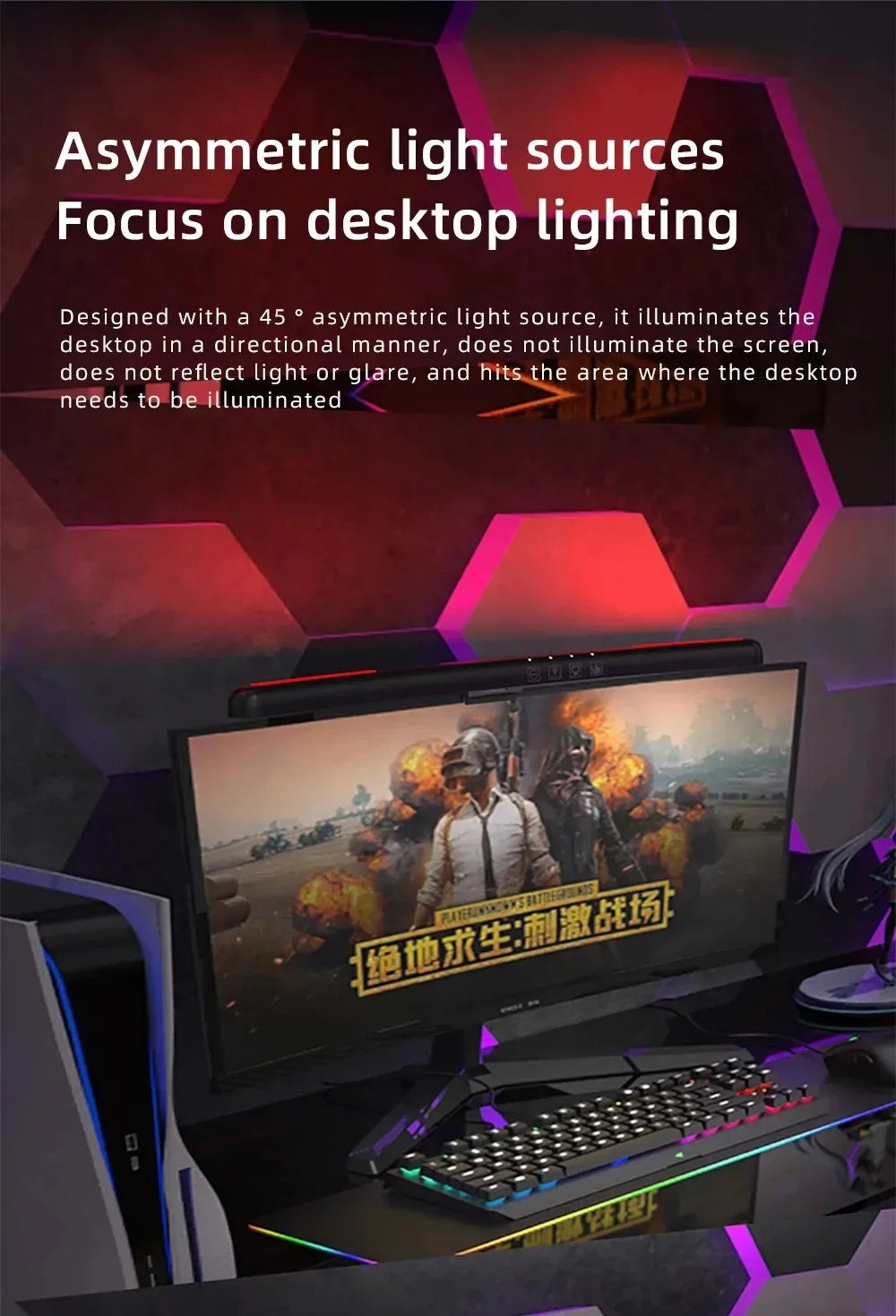 Curved Monitor Light Bar, Stepless Dimming USB Desk Lighting Lamp Applicable to - View 10