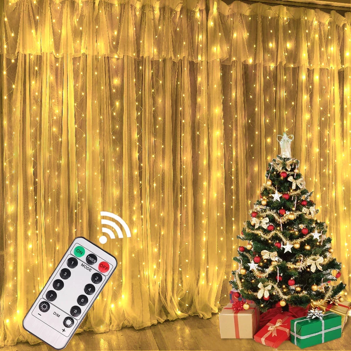 Christmas Lights Curtain Garland Merry Christmas Decor for Home 2025 X - Interior View