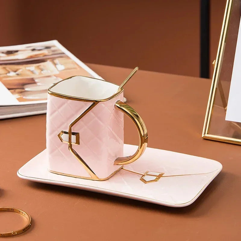 Handbag Shaped Mug Luruxy Coffee Cup Creative Tote Bag Shaped Cups Linner Saucer - View 21