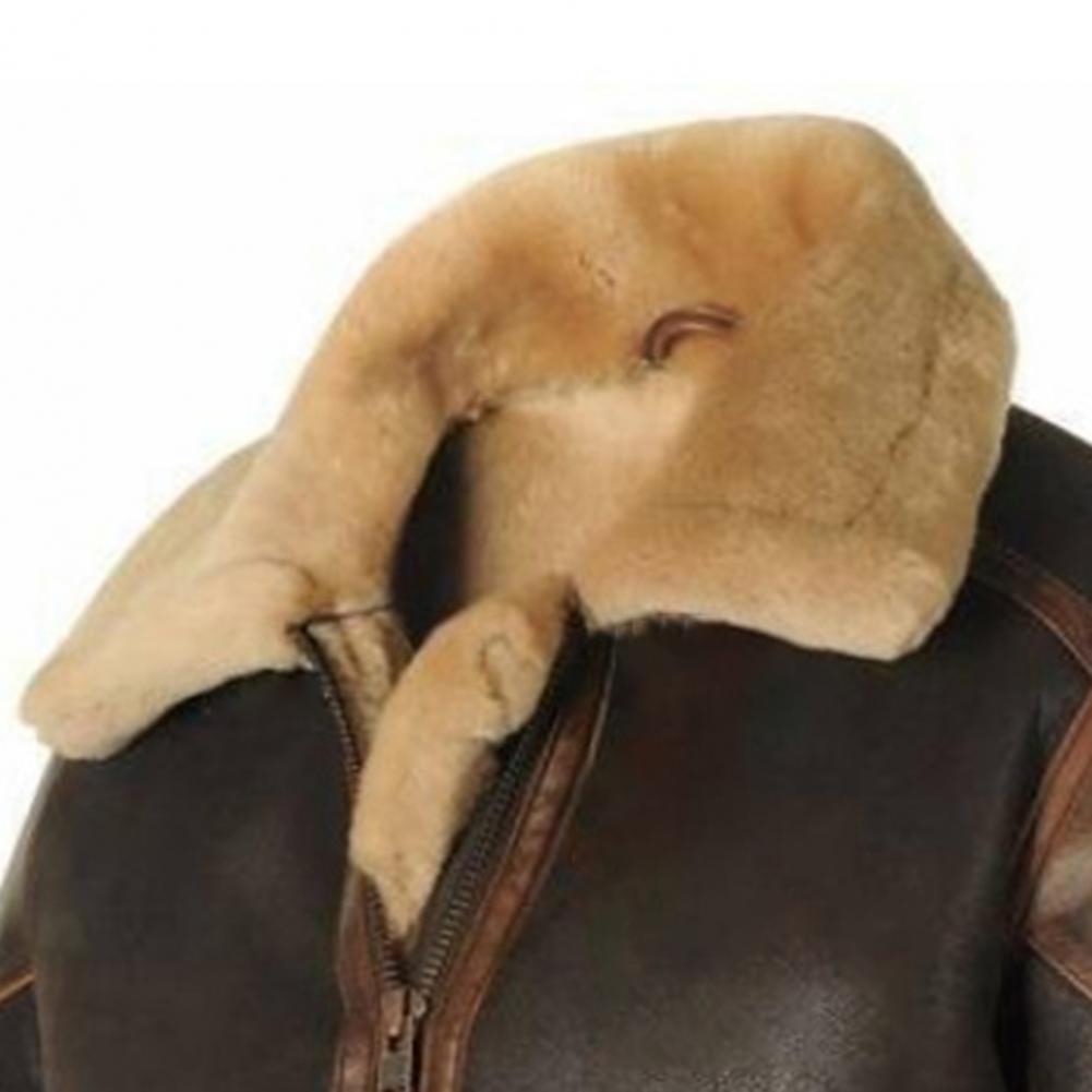 Men Jacket Plush Lining Fur Collar Men's Leather Jackets Thickened Windproof PLu - View 13
