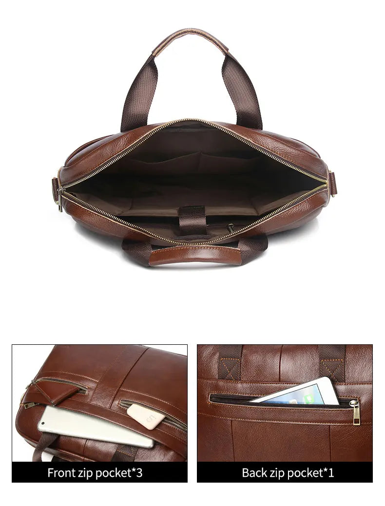 SCHLATUM Genuine Leather Briefcases Hard For Men 15.6 Inch Office Bussiness Comp - View 11