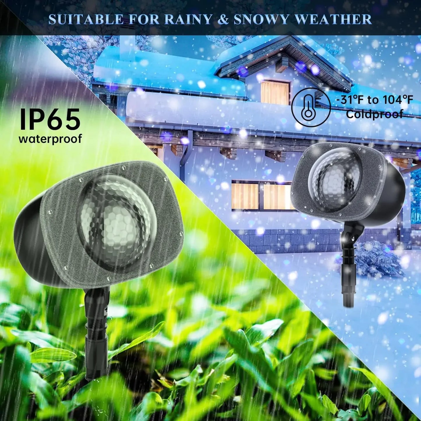 Christmas Snowfall Projection Lights Indoor Outdoor Holiday Lights Wit - Detail View