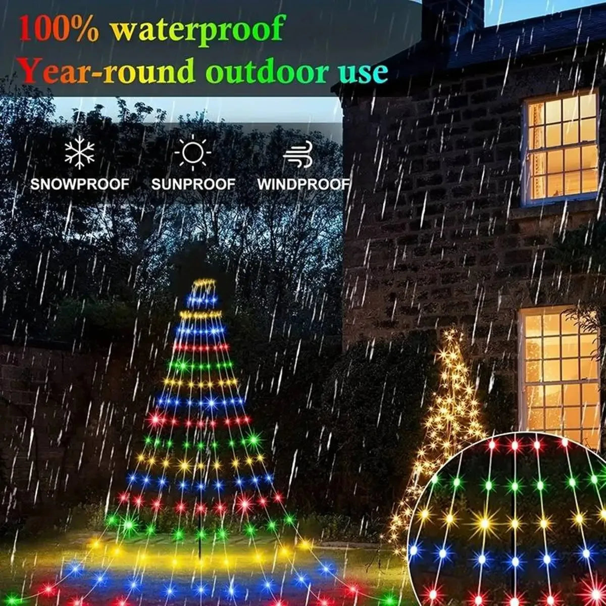 Christmas Tree Decorative Light Strip RGB Starry Light String 180LED D - Side View