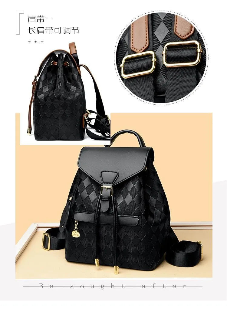 Women Backpack Soft Pu Leather Black Casual Multifunctional College Bag Capacity - View 13
