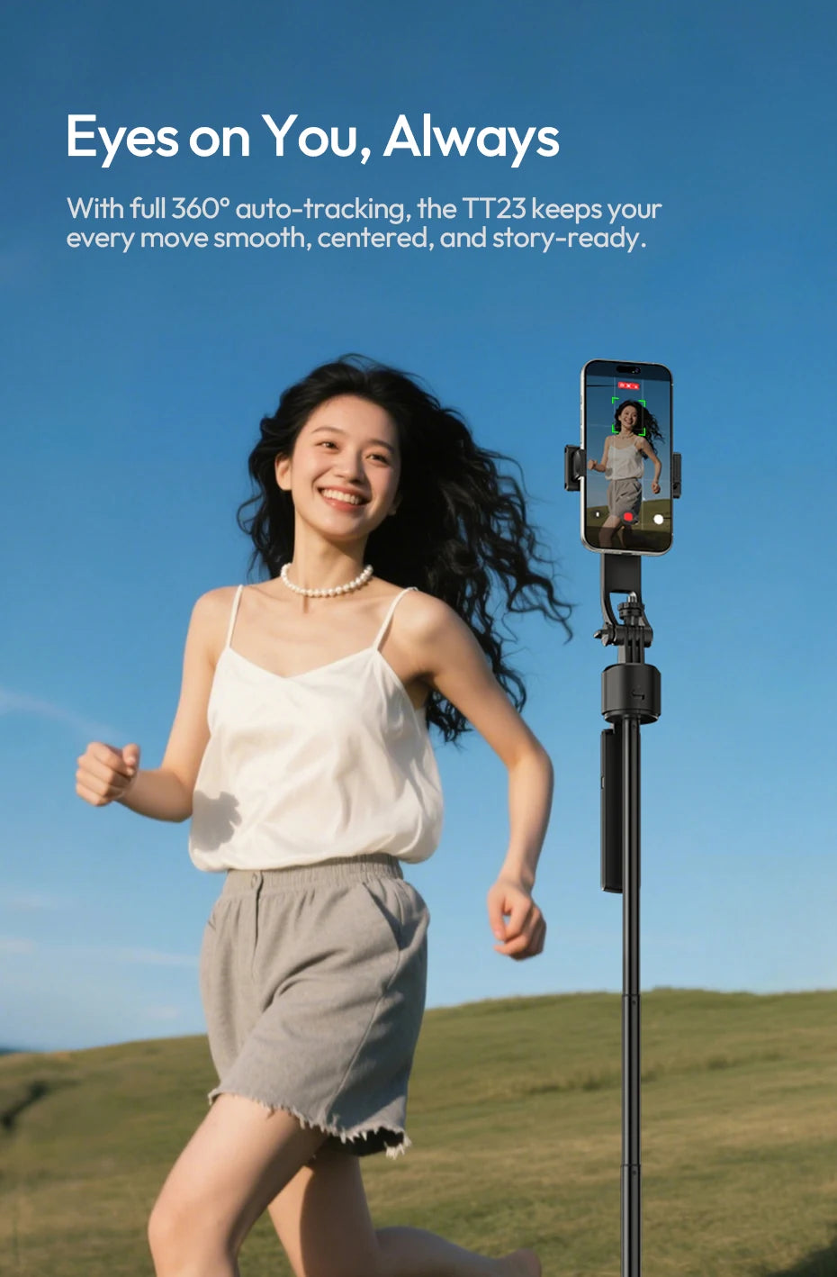 Ulanzi TT23 Auto-Tracking Selfie Stick Tripod for Travel Vlo...