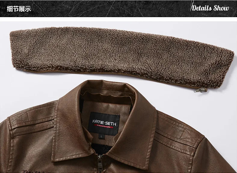 2025 Fur One Leather Coat Men Plus Velvet Autumn And Winter New Thicke - Color Variant 2