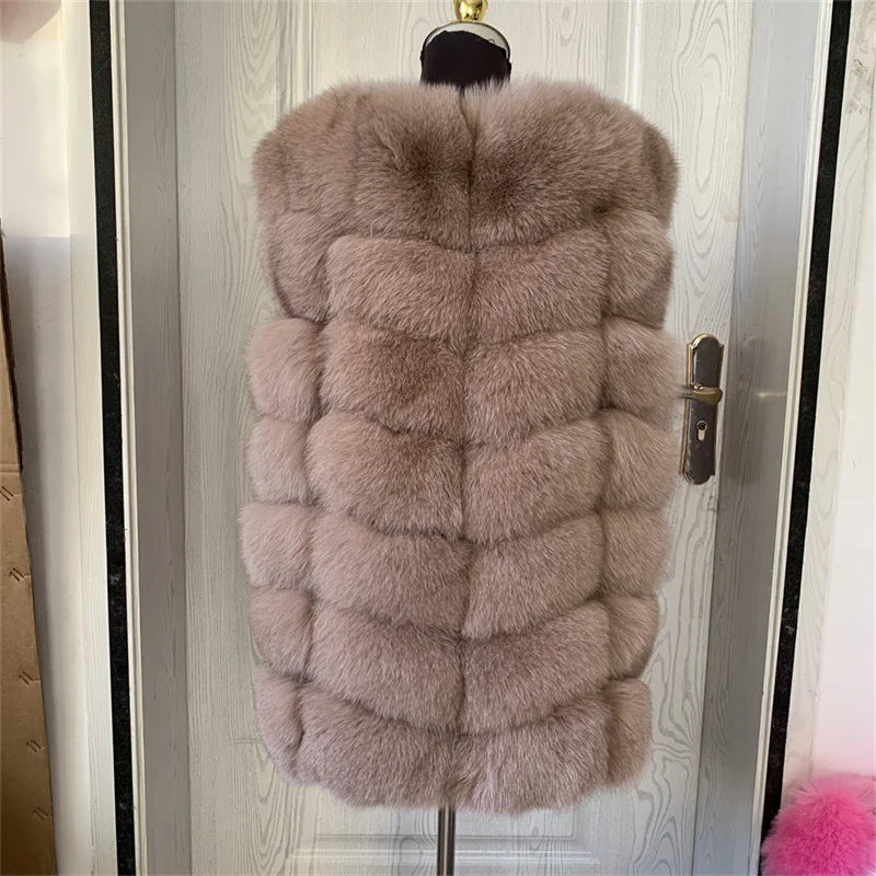 Natural fox fur vest ladies winter autumn coat warm vest made of natural fur wom - View 33