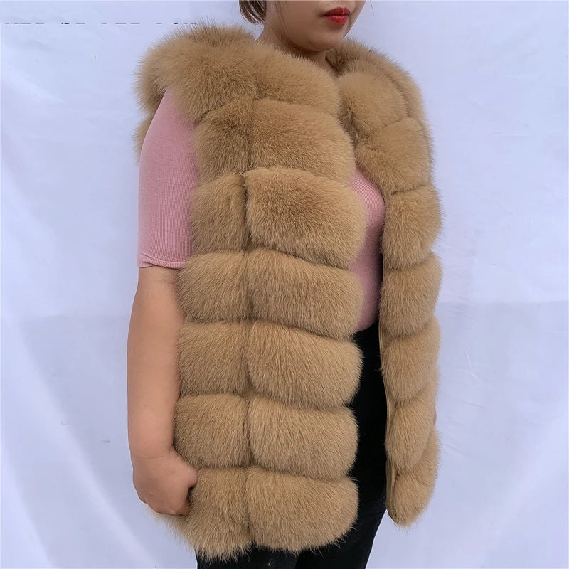 Natural fox fur vest ladies winter autumn coat warm vest made of natural fur wom - View 5