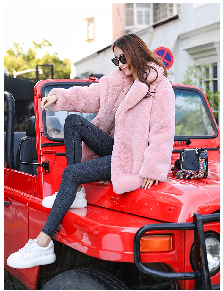 2023 New Women Winter Warm Faux Fur Coat Thick Women Middle -Long Over - Color Variant 1