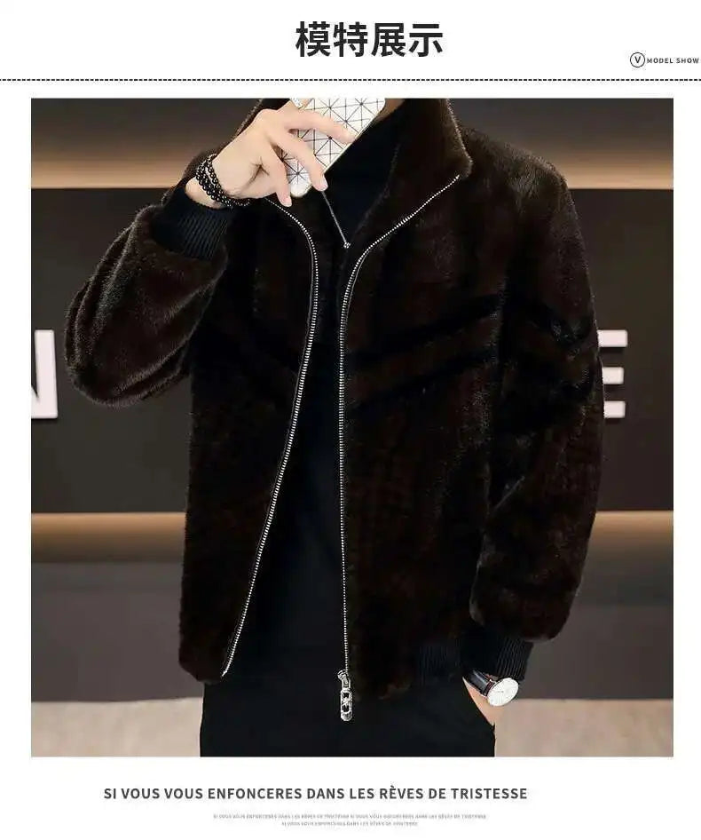 High Quality Gold Mink Fur Thick Woolen Fur Jacket Jaqueta De Couro Masculina Wi - View 8