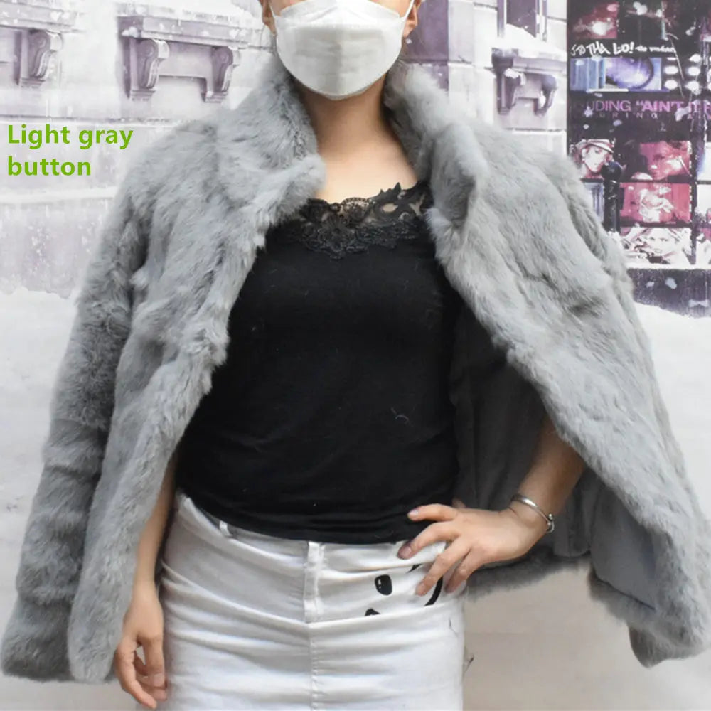 Fancy Rani Natural Rabbit Fur Coat Women Winter Jacket Real Leather And Fur Wome - View 17