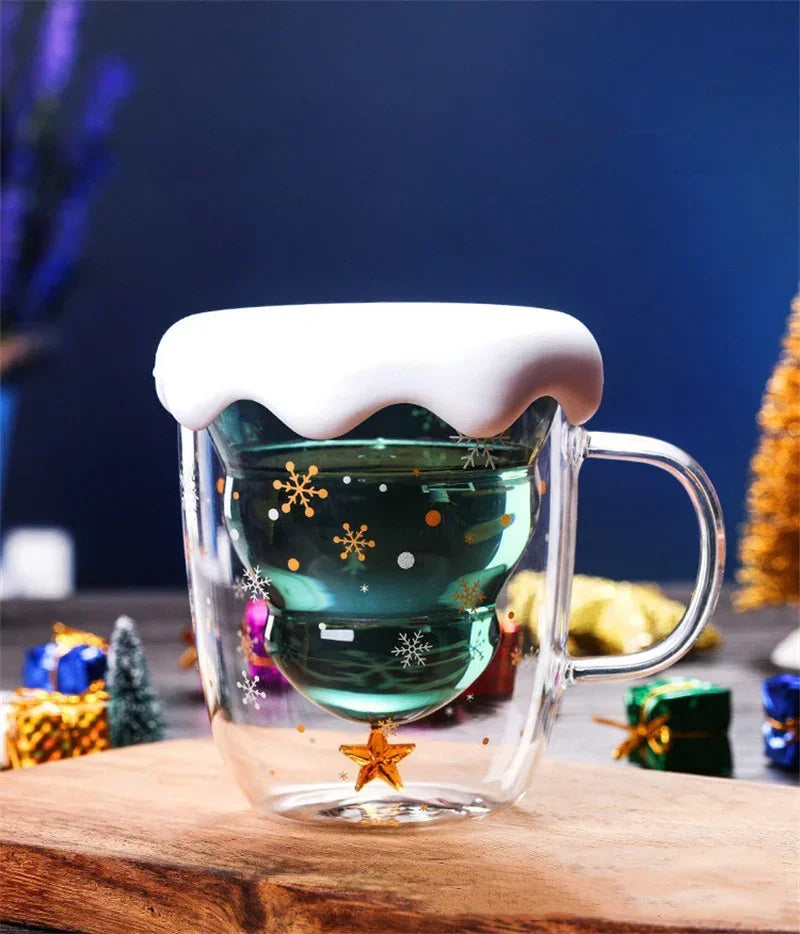 Christmas Gift 300ml Christmas Tree Glass Cup Creative Heat-Resistant - Lifestyle View