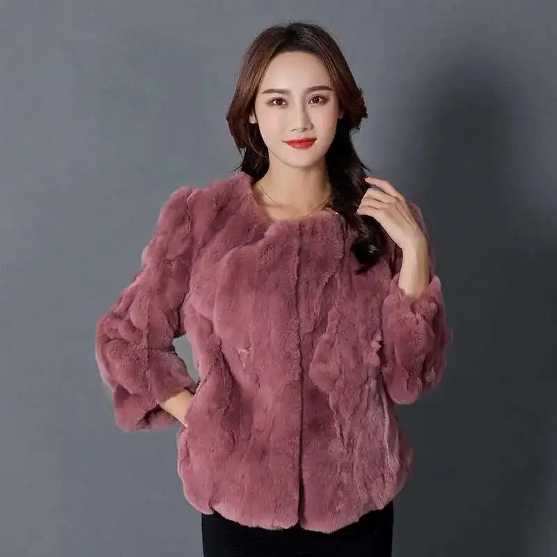 Real Rabbit Fur Coat Women Winter Jacket Short Loose Size Thick Warm Fluffy Coat - View 42