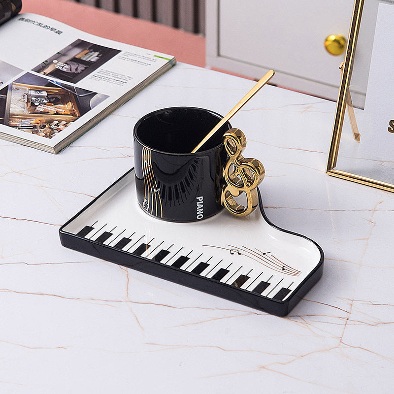 Piano Key Coffee Mug - Nordic Ceramic Cup with Spoon - Product Image 12
