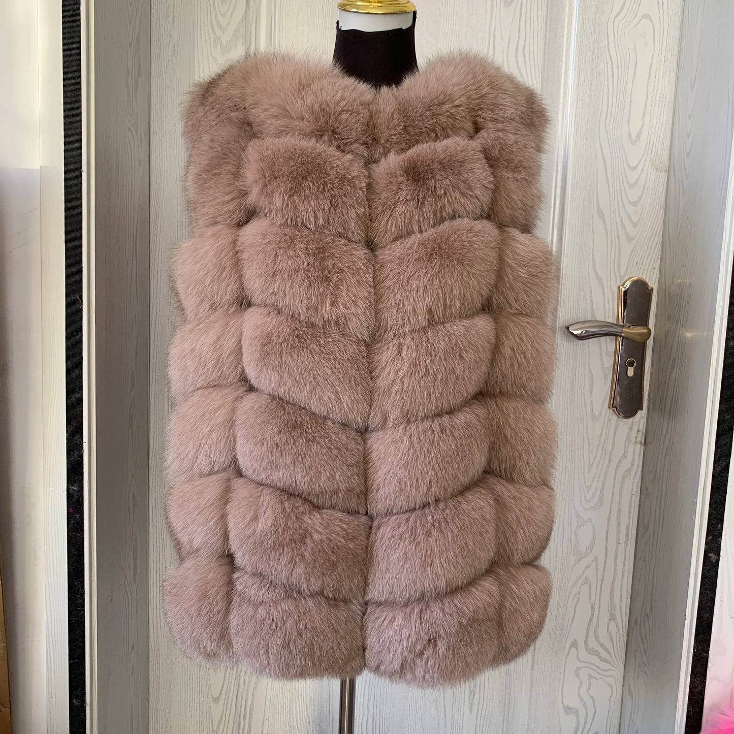 Natural fox fur vest ladies winter autumn coat warm vest made of natural fur wom - Back View
