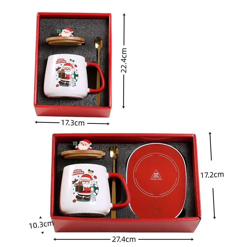 New Merry Christmas Gifts Kit Wooden Lid Santa Claus Pattern Ceramic Mug Snowman - View 6