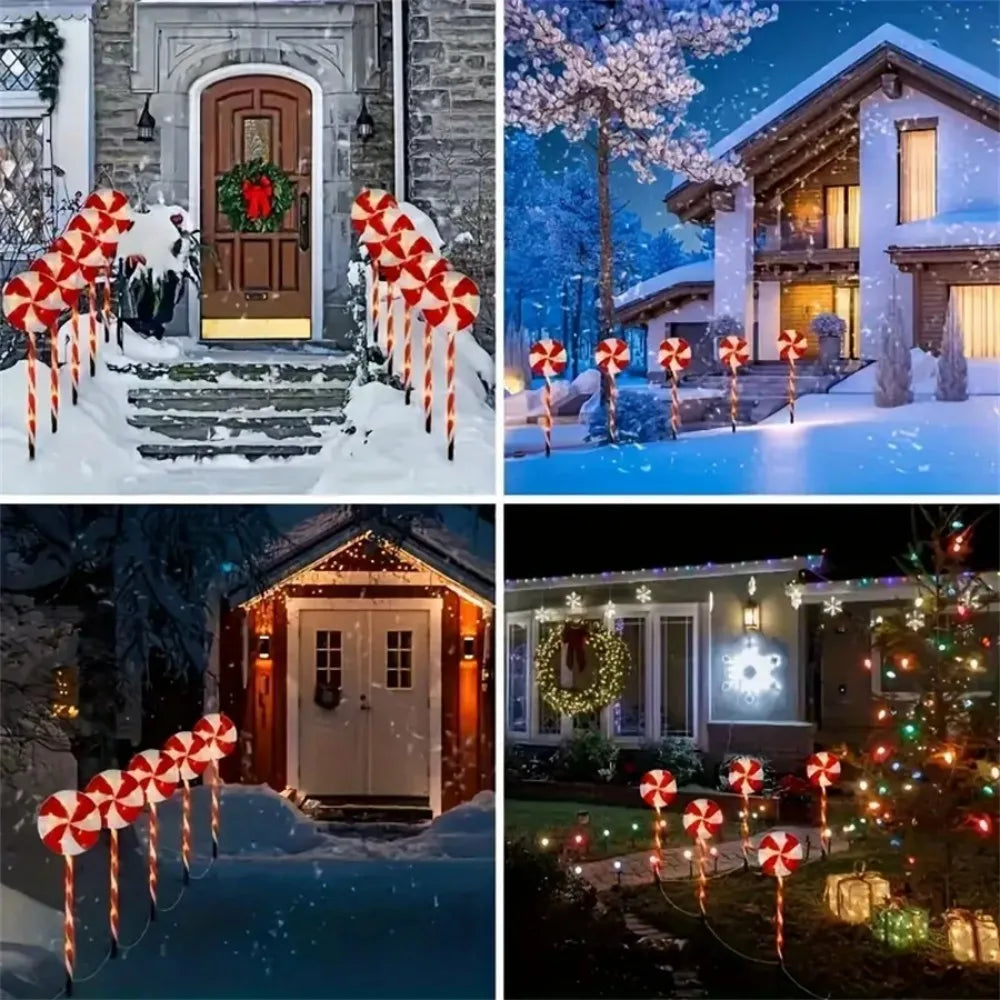 Solar-powered Christmas tree candy ground lights, holiday lawn scene decorations - View 5