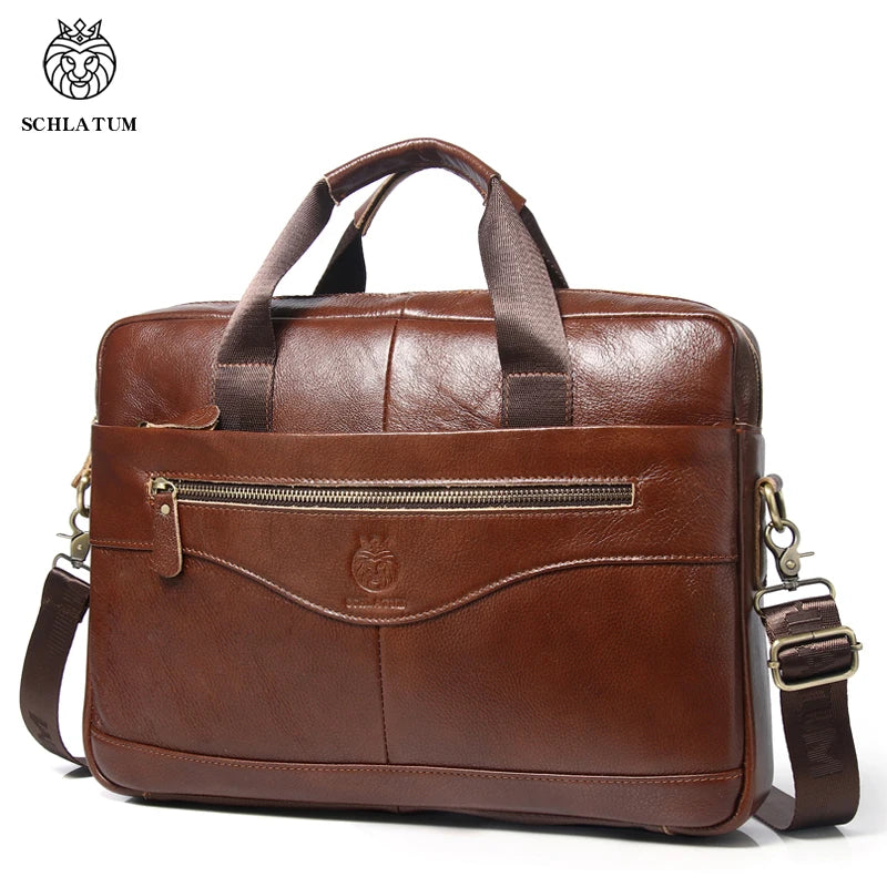 SCHLATUM Genuine Leather Briefcases Hard For Men 15.6 Inch Office Bussiness Comp - View 6