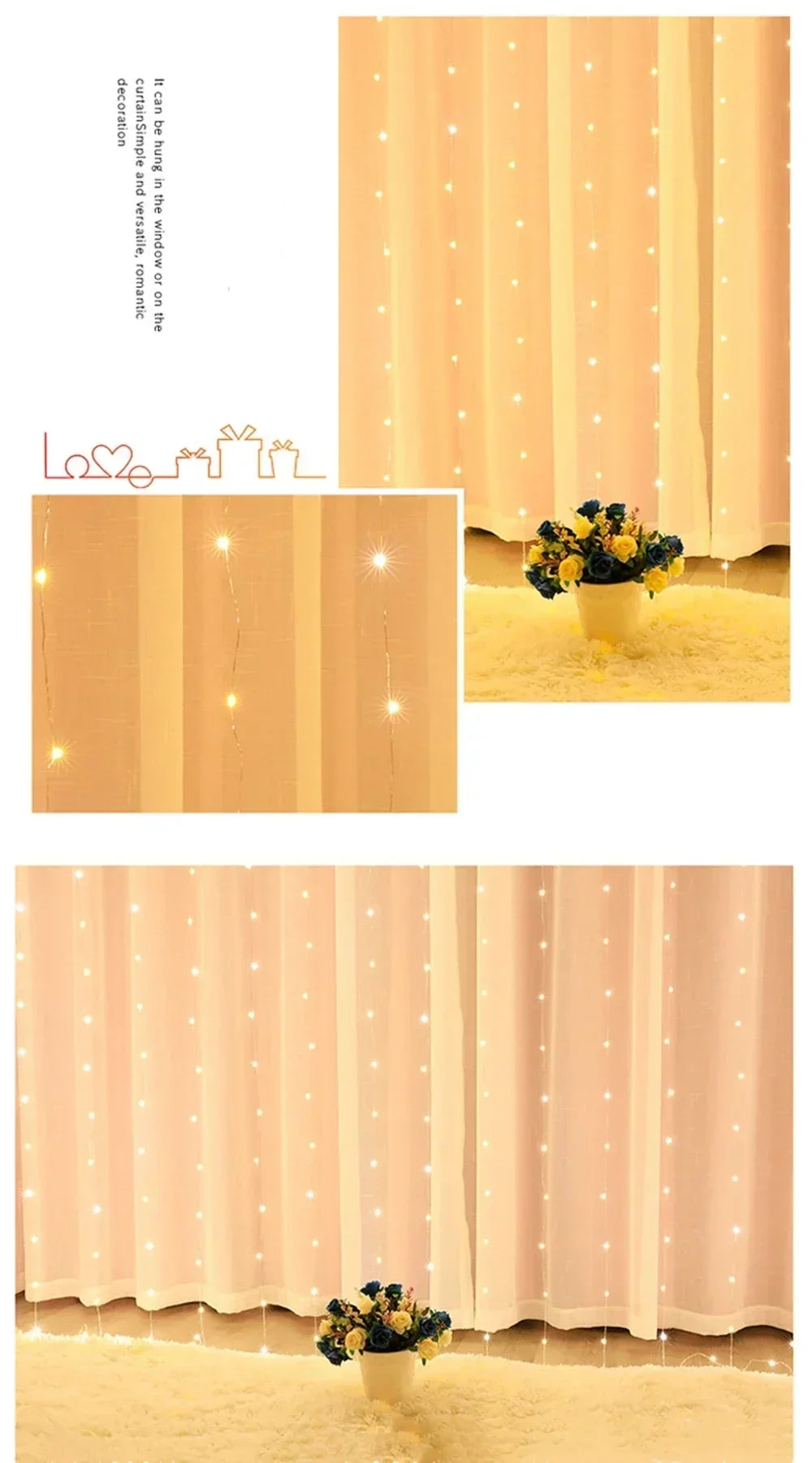 Christmas Lights Curtain Garland Merry Christmas Decorations For Home - View 22
