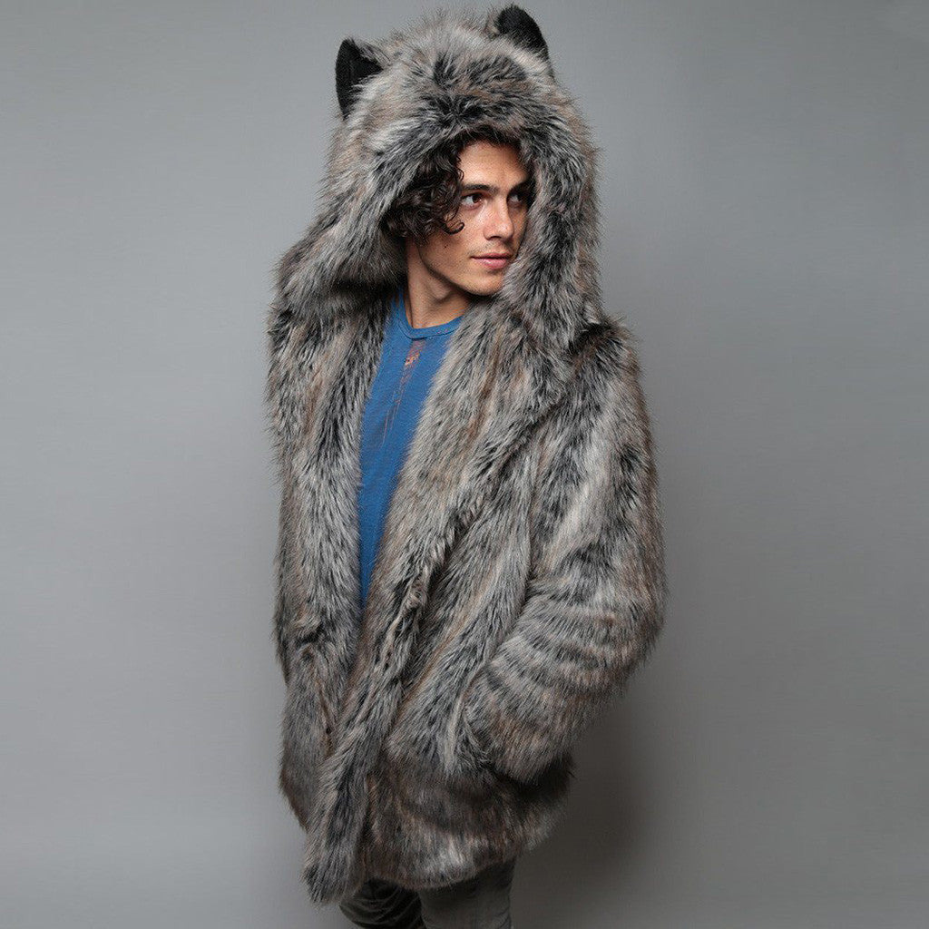 Casual Imitation Fur Jacket Coat Men's Winter Casual Warm Mink Coats M - Lifestyle View