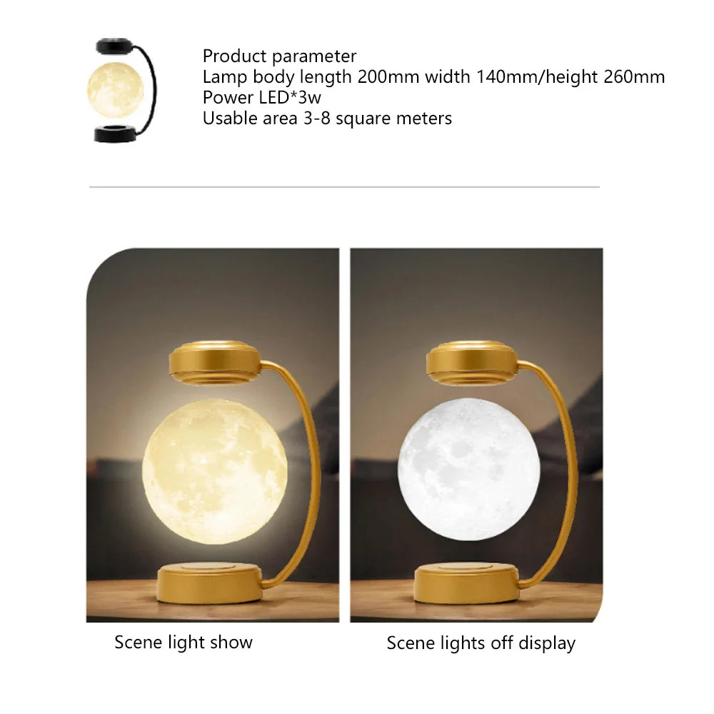 Magnetic Levitating 3D Moon Lamp LED Night Light Rotating Wi...