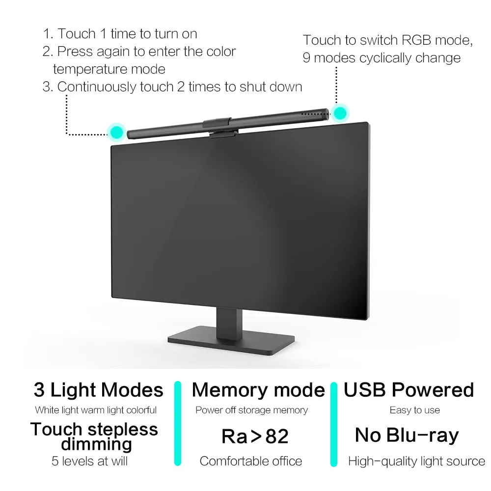 RGB LED Monitor Light Bar Stepless Dimmable Eye Protection Screen Hanging Lamp f - View 12