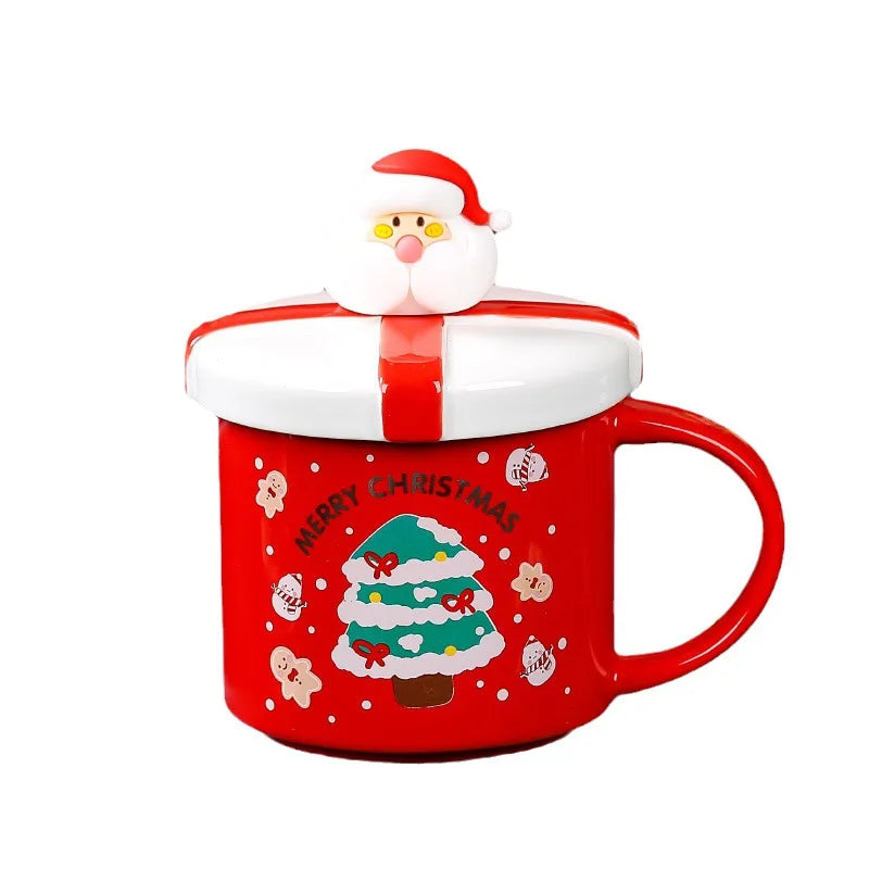 Christmas Mug With Lid and Spoon Santa Claus Ceramic Coffee Cup Elk Sn - View 21