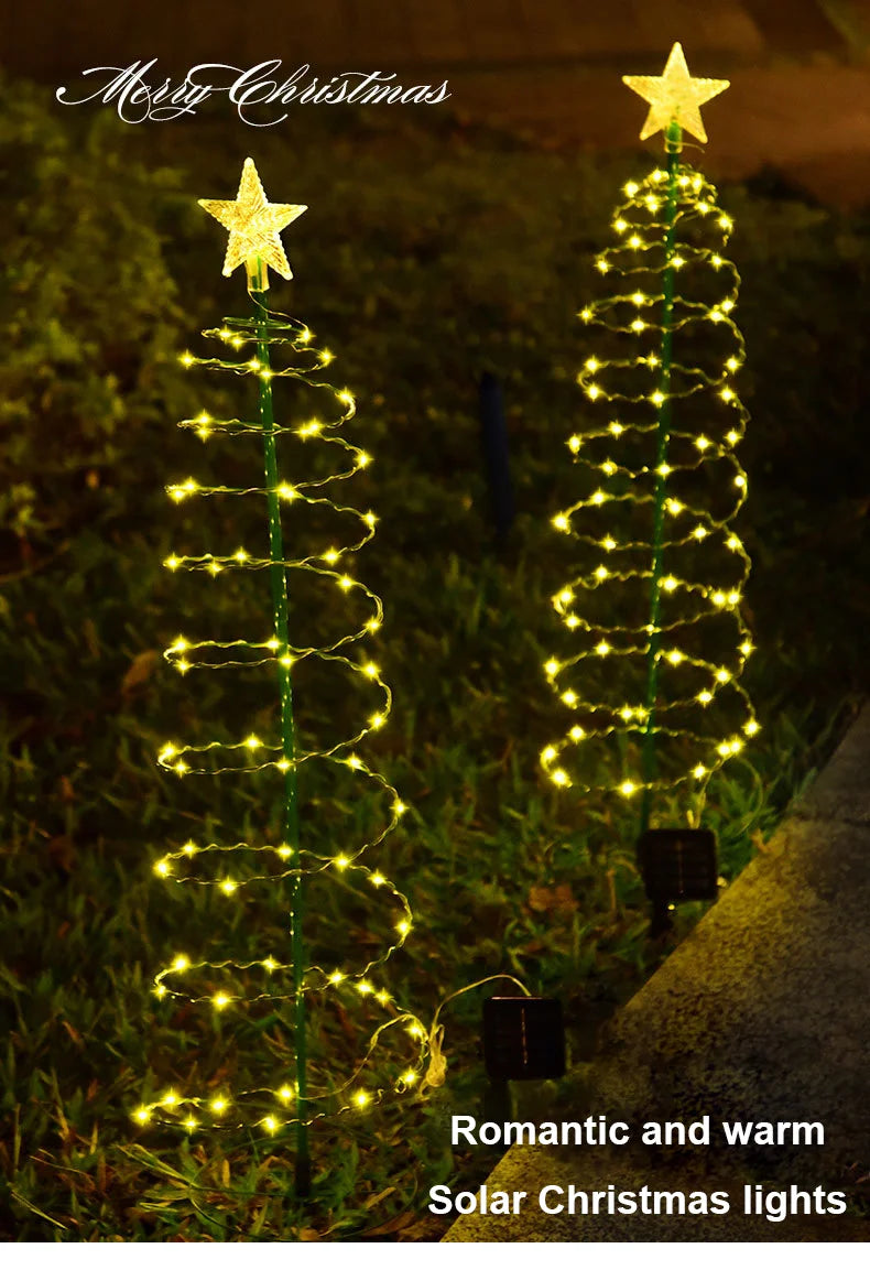 Solar Outdoor Garden Christmas Tree Lights LED String Lights IP65 Star Light Dec - View 5