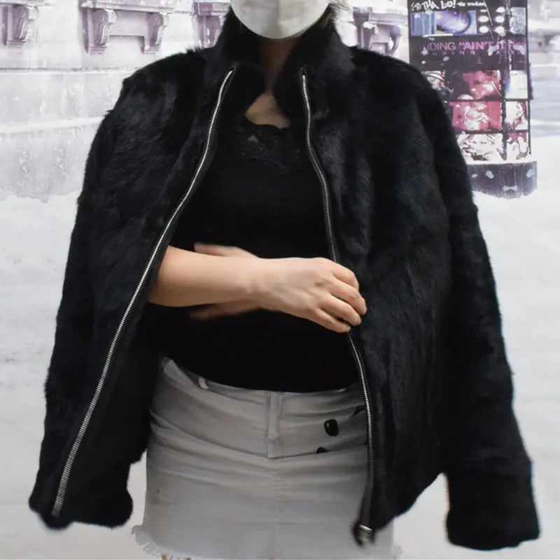 Fancy Rani Natural Rabbit Fur Coat Women Winter Jacket Real Leather And Fur Wome - View 60