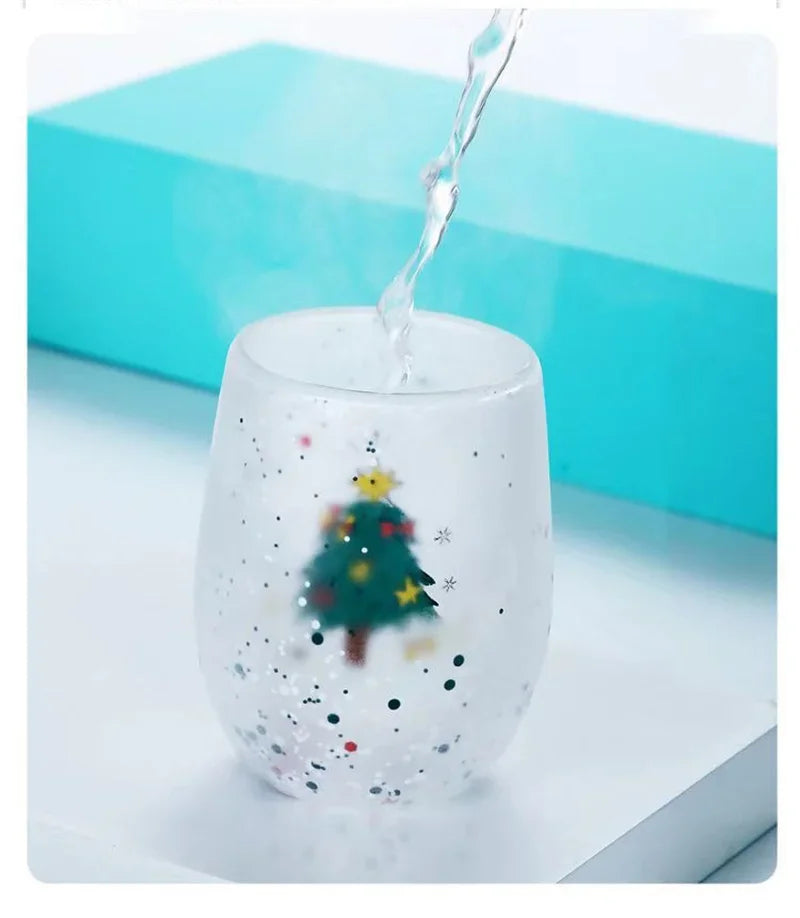 Christmas Double Wall Glass Cup Heat-resistant Water Cup Christmas Tre - Feature Highlight